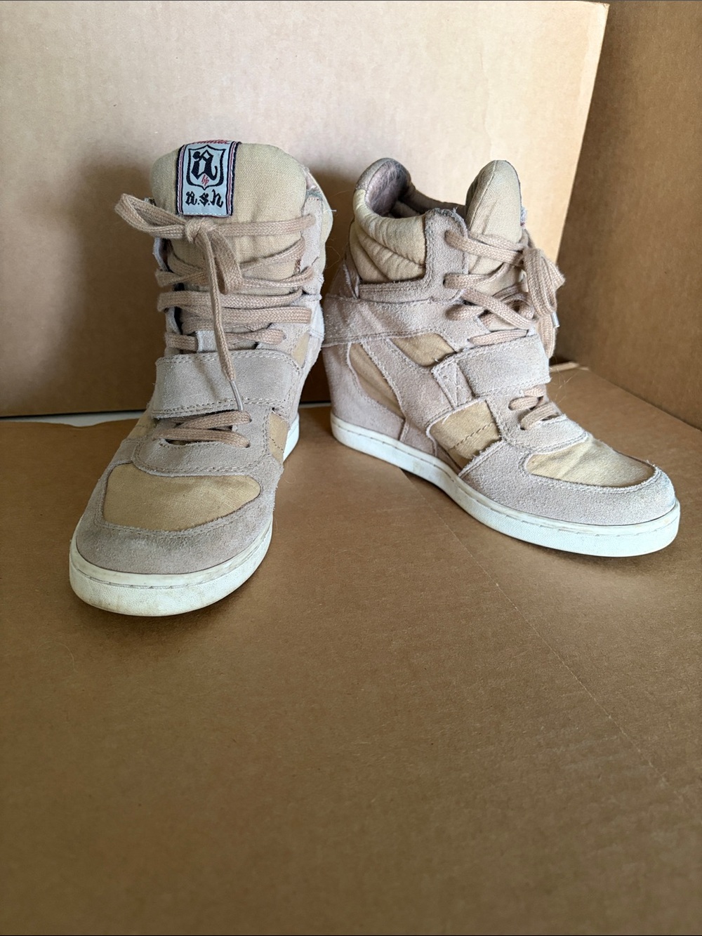 Rare tan limited by Ash wedge sneakers sz 40/10